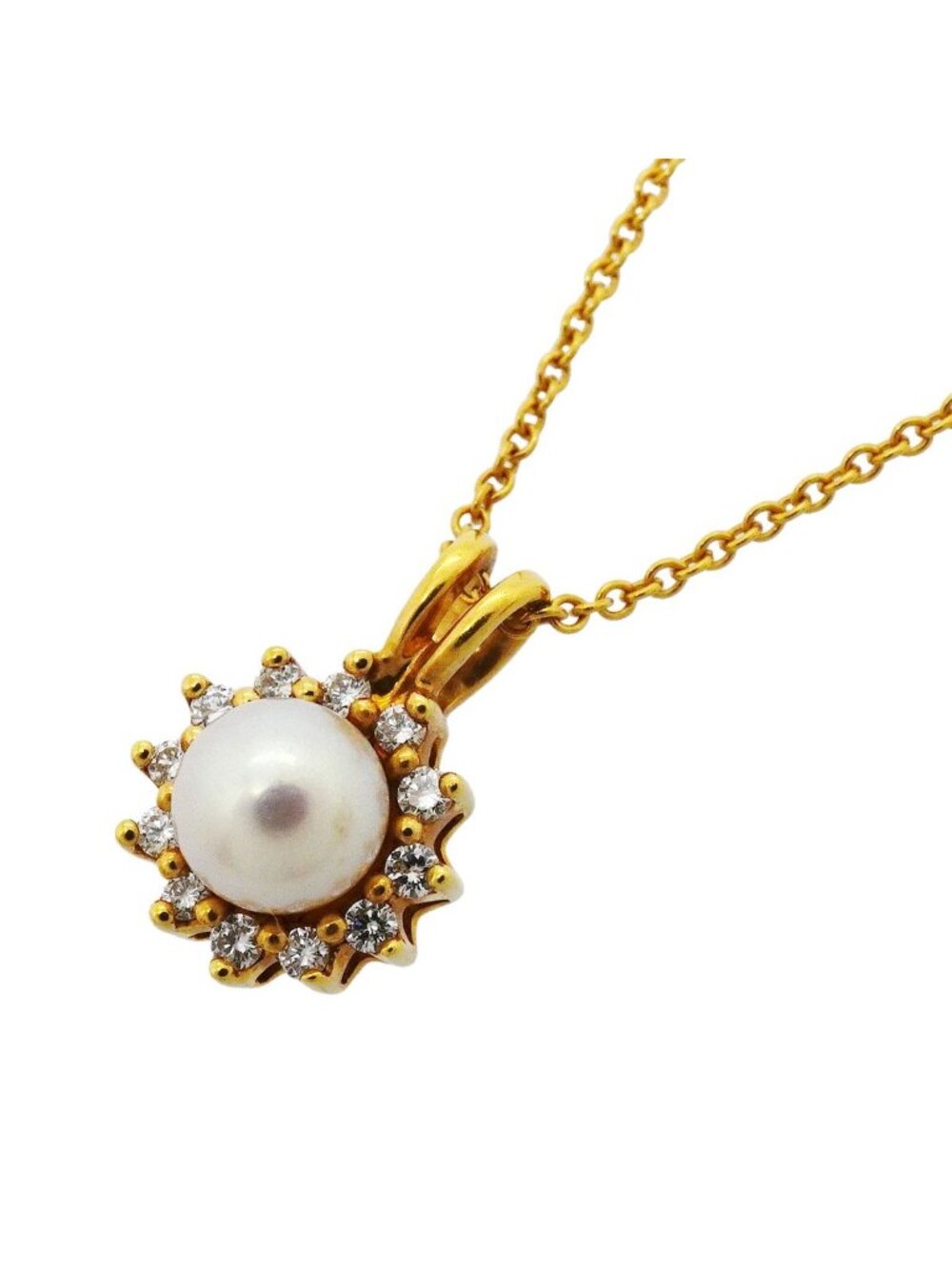 Tiffany & Co Necklace 18k Yellow Gold Diamond Pearl
